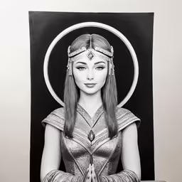 a drawing of the egyptian queen in her regal headdress