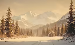 a view of some very tall snowy mountains