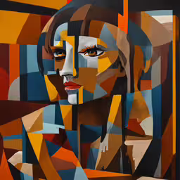 an abstract painting of a woman