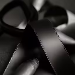 black and white photograph of a pair of scissors