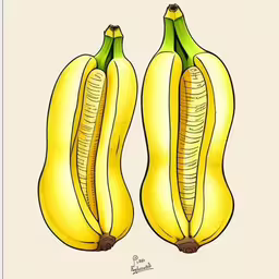 a close up of two bananas on a white background