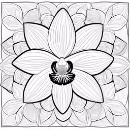 a flower in black and white,an abstract flower is shown in the center of this coloring page