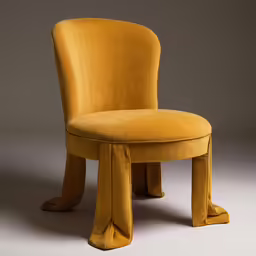 a golden chair with its back end shaped like an oar