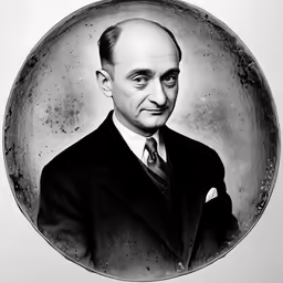 a black and white photograph of a man in a suit