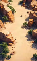 aerial photo of large rocks with sparse trees