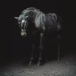 a horse that is standing in the dark