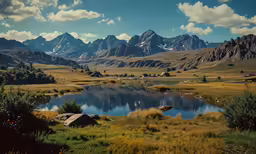 there are mountains and lakes in this scenic shot