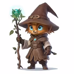 a small cartoon style of a cute little character holding a leaf