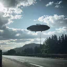 street view with a balloon in the middle of the road