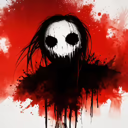 a black and white image of a creepy face with long hair