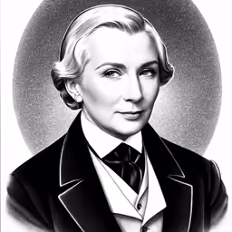 a black and white portrait of a person in a suit