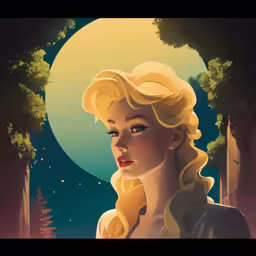 an animation character with blonde hair looks into the distance