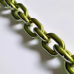 a close - up photo of a very thin and shiny chain