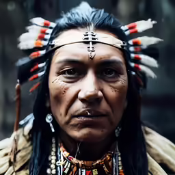 a native american man wearing an indian headdress
