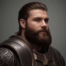 a man with long beard and full beard wearing armor