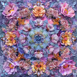 a picture of an image of a colorful floral arrangement,a picture that looks like flowers and has a purple background
