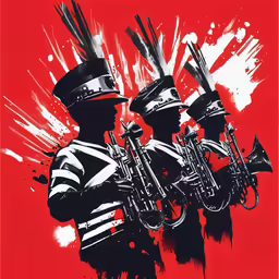 art print on canvas featuring band playing musical instruments