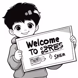 a little boy holding a sign that says welcome to series system
