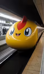 a train that has a face on the side