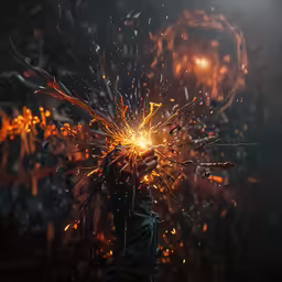 an abstract photograph of sparks coming out of it