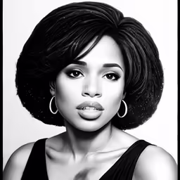 a black woman with a beautiful afro in a black dress