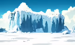 the mountains are covered in ice and clouds