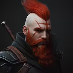 a person wearing red hair and a long beard