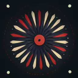 a close up of a black surface with a red white and blue pattern