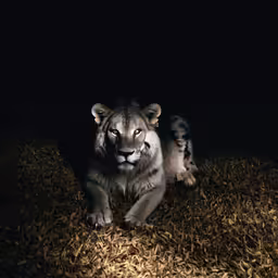 a dark picture of a very cute tiger