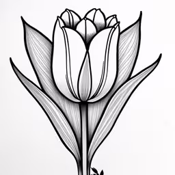 a flower with a black and white outline on paper