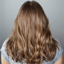 a woman with a long brown curly hair