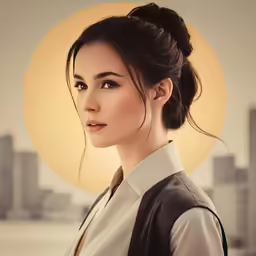 a young woman in an oriental outfit is looking into the distance