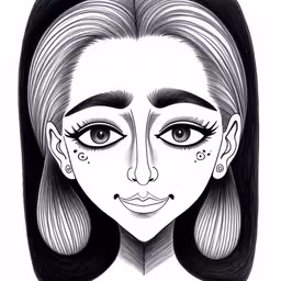 a girl with a face that is very strange,a drawing of a woman
