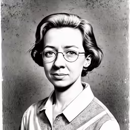 a woman is wearing glasses and a striped shirt