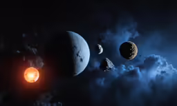 planets with bright light at night, like a star