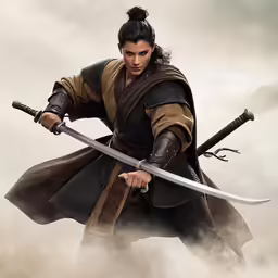 an animation image of a man in a costume holding a sword