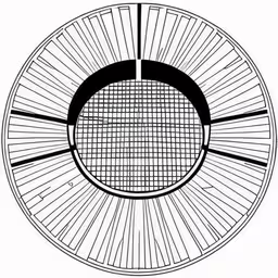 a fan in a circle, it has three fans, but one with no spokes,a round object that is made from wire,a circular object in black and white is an illusion,a black and white illustration shows an object that appears to be a spoke wheel, vintage line drawing or engraving,an illustration of a circular object