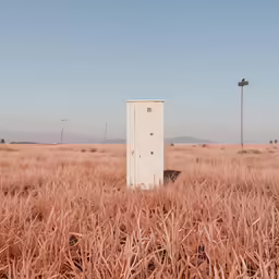 there is a cooler sitting in a field