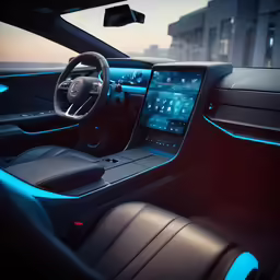 a modern car dashboard with a touchscreen and touch screen
