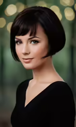 a woman with short hair posing for the camera