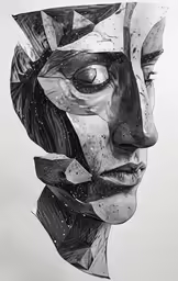 black and white drawing with lines in the shape of a face