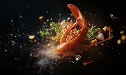 a close up of food being spilled over