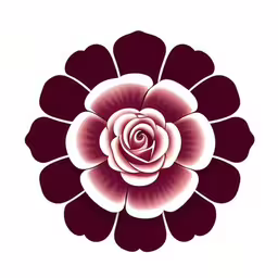 a white and purple rose that is on a white background,a pink and white flower with a white background,a pink rose with black spots in it,a very big pretty flower with petals,a pink flower that has been drawn with ink