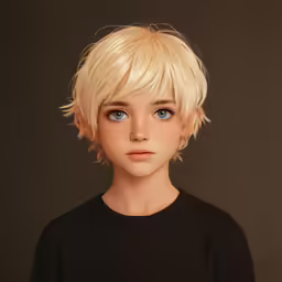 a blonde boy is posing for the camera