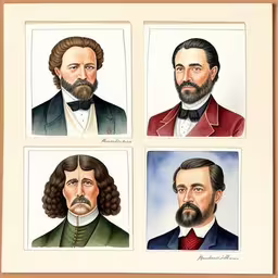 four different types of bearded men are shown,four portraits of thomas and william grant