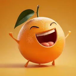 a small orange is smiling as it holds its nose open
