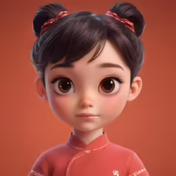 close up of doll with brown eyes and a short hair style