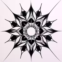a drawing of a flower with many smaller petals,a large drawing of an intricate flower