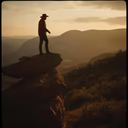 a man standing on top of a large rock