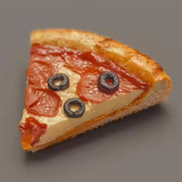 a piece of pizza with googly eyes on it